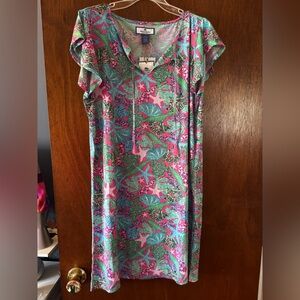 Island Collection UPF 50 Sun Protection Tropical Print Dress